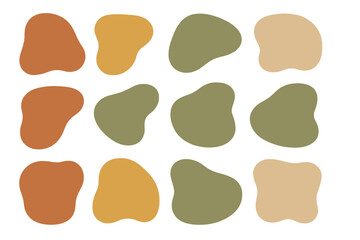Twelve abstract organic liquid shapes in modern natural earthy color palette