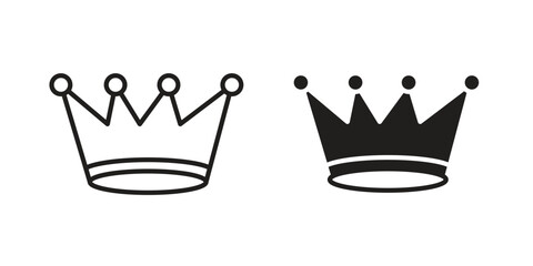 Crown icon flat and thin stroke vector pack. Editable icons set