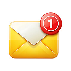 Vector Email Envelope Icon with Alert Notification.