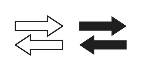 Exchange icon flat and thin stroke vector pack. Editable icons set