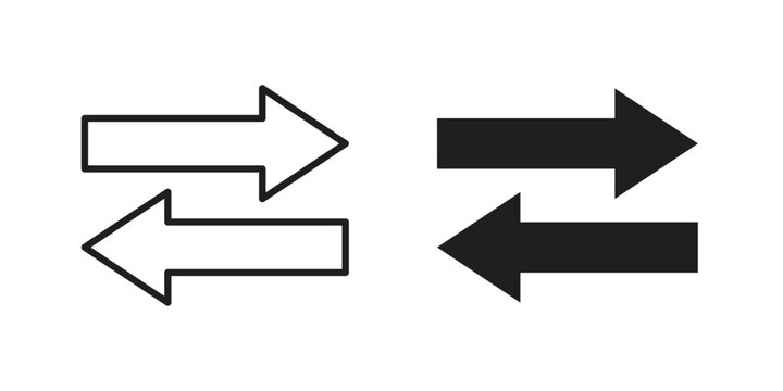 Exchange icon flat and thin stroke vector pack. Editable icons set