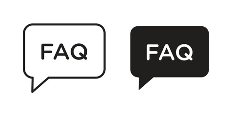 FAQ icon flat and thin stroke vector pack. Editable icons set