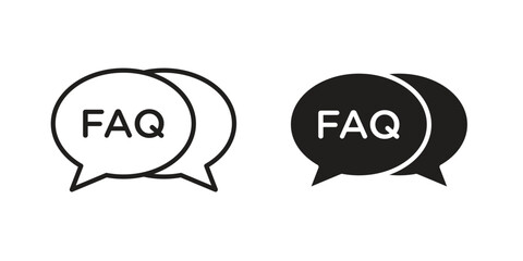 FAQs icon flat and thin stroke vector pack. Editable icons set