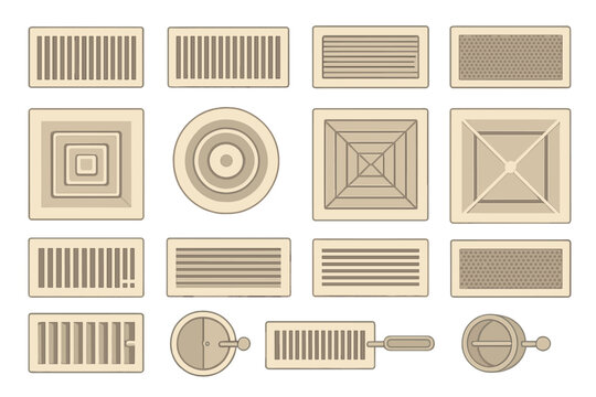 Assortment of HVAC grilles, registers, and vents for climate control systems