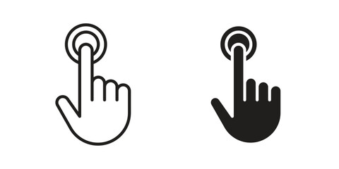 finger tap icon flat and thin stroke vector pack. Editable icons set