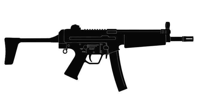 Silhouette of a black hk mp5 submachine gun weapon illustration