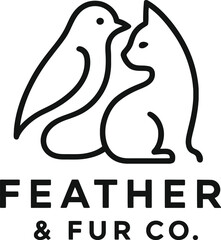 Line Art Bird & Dog Logo — Feather & Fur Pet Brand Icon
