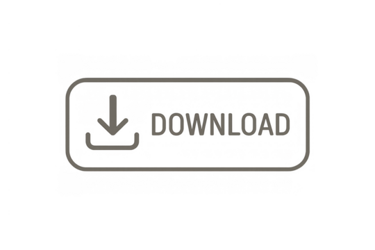 Download button with arrow icon, user interface element for web design applications, transparent background vector
