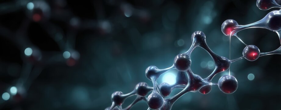 This is a dynamic visualization showcasing molecular structures, while highlighting glowing connections within them