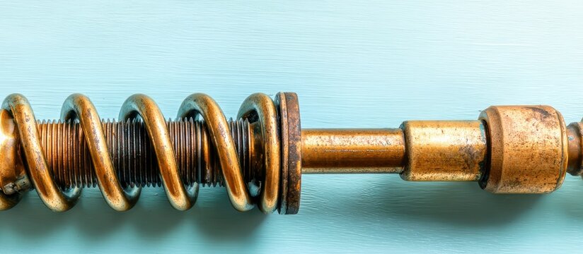 Close-up of a metal spring and rod assembly. - Powered by Adobe
