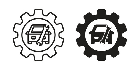 Car mechanic icon set. Outline symbol editable.