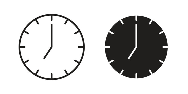 Clock seven icon set. Outline symbol editable.