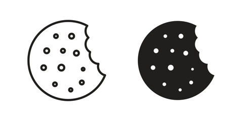 Cookie icon set. Outline symbol editable.