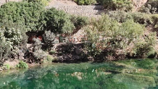 Stunning landscapes of Akchour Natural Park, Chefchaouen, Morocco. Majestic waterfalls, crystal waters, and lush nature, perfect for hiking, adventure, and eco‑travel footage.