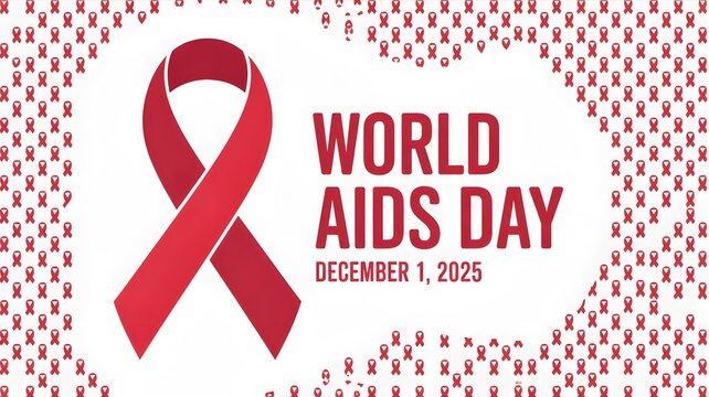World aids day 2025 awareness campaign banner with red ribbon