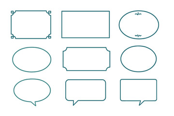 Fototapeta premium Nine outline frames borders and speech bubbles in various shapes