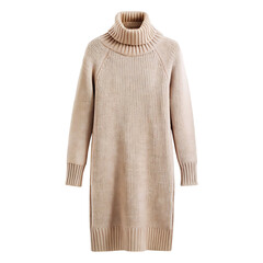 Elegant Woolen Winter Dress Icon – Neutral Long Sleeve Design.