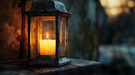 Cozy lantern light rustic cabin scene high resolution picture