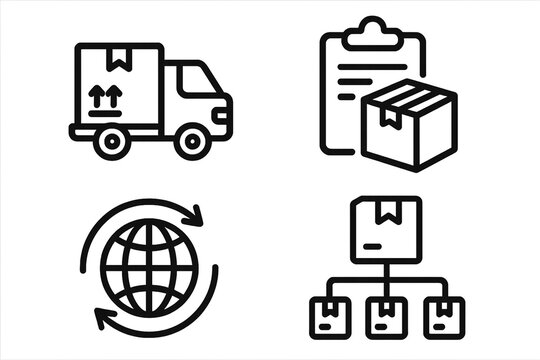 Icon set for global delivery concept.