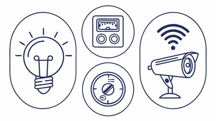 Simple Outline of a Lightbulb with Radiating Lines, Energy Concept.