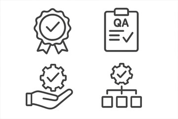 Quality assurance icons to depict various aspect of Quality Control.