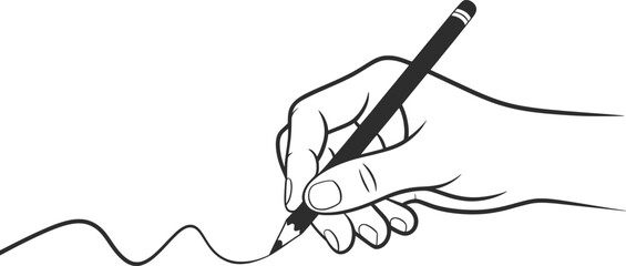 Hand Drawing with Pencil Line Art Illustration.
