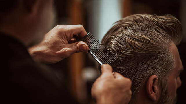 A man enjoys a precise haircut in an exclusive salon, surrounded by a stylish and calm setting Generative AI