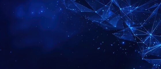 Dark blue tech background featuring network connections and data flows, ideal for technology websites, social media promotions, and digital services.