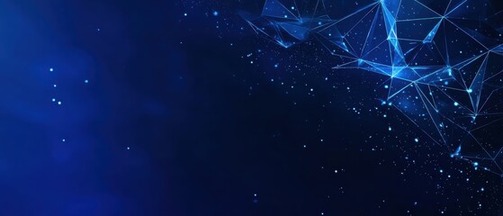 Dark blue tech background featuring network connections and data flows, ideal for technology websites, social media promotions, and digital services.