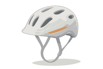 White modern bicycle helmet with ventilation holes and adjustable chin straps