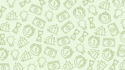 finance doodle pattern background with light bulb money and chart icons