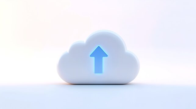 cloud upload icon, symbol of data storage and transfer. A simple design, it represents the act of uploading data to the cloud