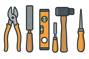 Collection of essential hand tools for construction and DIY home repair projects