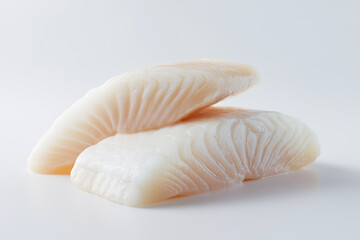 Two thick and moist white fish fillets glisten under soft light, ideal for grilling or baking Generative AI