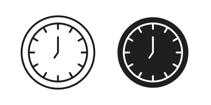 Clock seven icon flat and stroke collection for ui ux work.