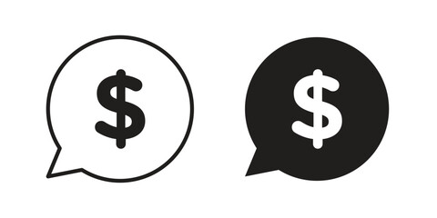 Comment dollar icon flat and stroke collection for ui ux work.
