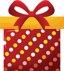Festive Red Gift Box with a Bright Yellow Ribbon and Bow, Perfect for Any Celebration or Special Occasion