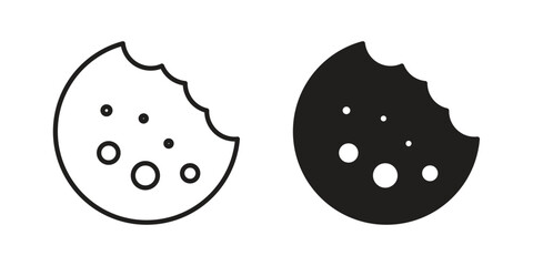 Cookie icon flat and stroke collection for ui ux work.