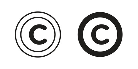 Copyright icon flat and stroke collection for ui ux work.