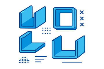 Abstract blue geometric shapes suggesting folded material or structural components