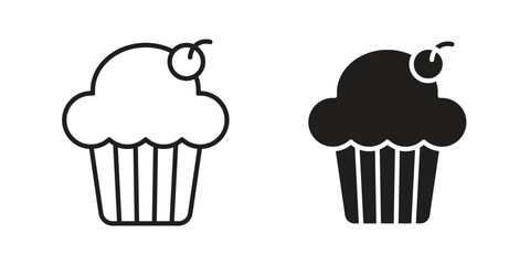 Cupcake icon flat and stroke collection for ui ux work.