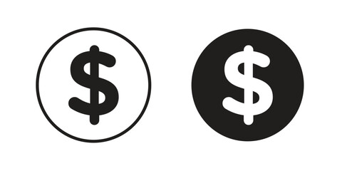 Dollar icon flat and stroke collection for ui ux work.