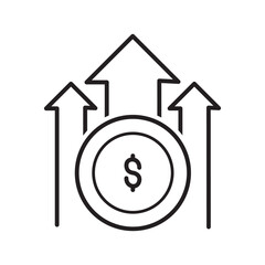 Financial growth concept with upward arrows and dollar coin icon