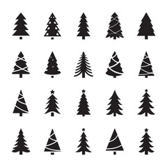 Vector Many different black Christmas tree icon set