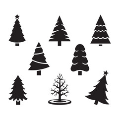 Vector Many different black Christmas tree icon set