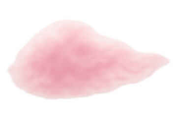 Fototapeta premium Pink fluffy cloud or cotton candy puff with soft texture, abstract sweet dream sugar food element on transparent background