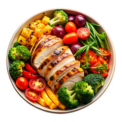 High-Protein Bowl Illustration – Colorful Ingredients on Transparent.