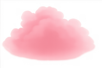 Pink fluffy cloud element representing softness, dreams, fantasy, and sweet abstract concepts with transparent background