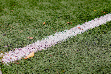 Football field nearby. Football field surface. Artificial turf.
