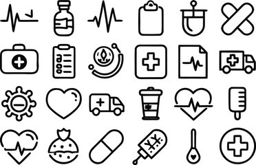 Medical icons set: healthcare symbols, emergency, health and science